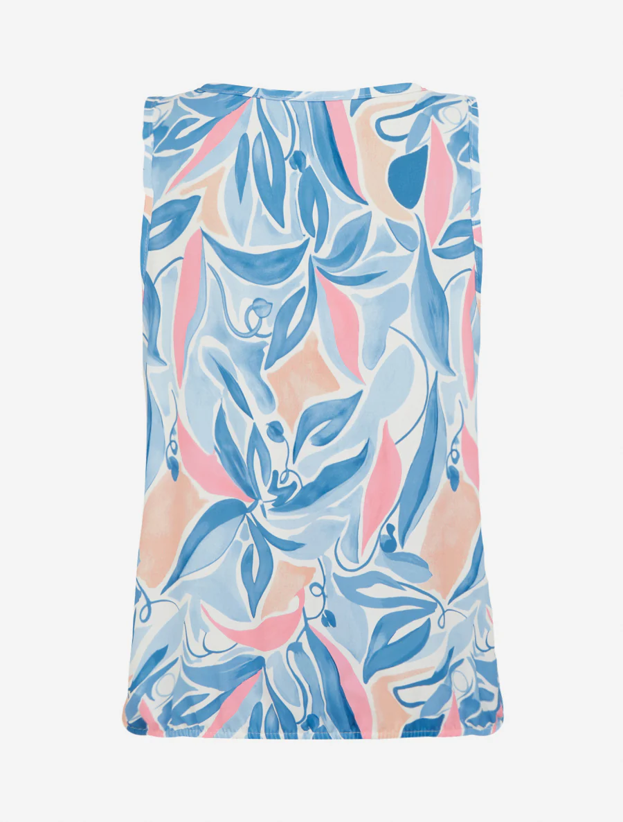 Mouwloze top met plantenprint - Lichtblauw - Image 2