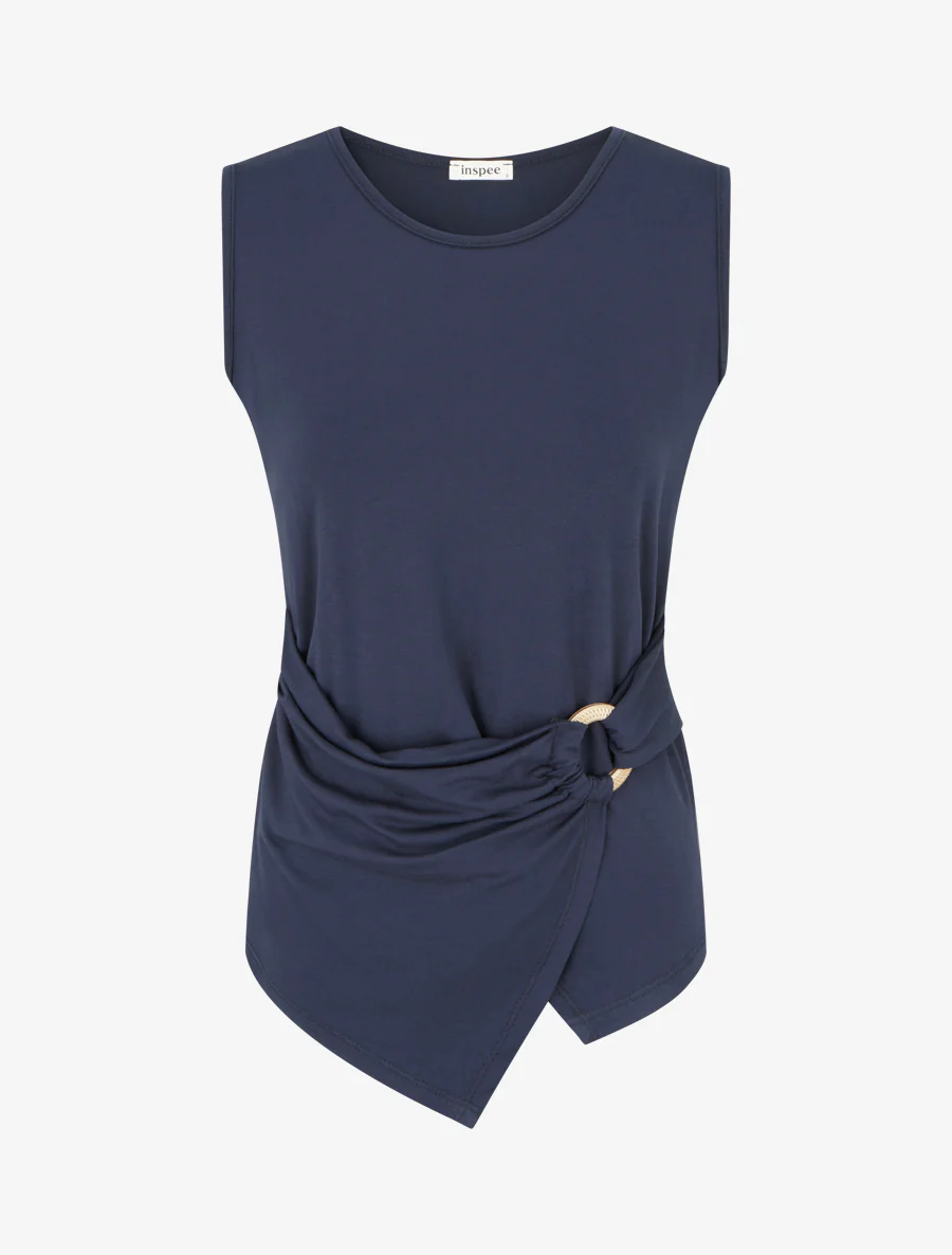 Mouwloze top met ringdetails - Marine