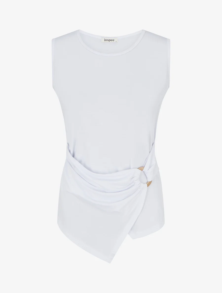 Mouwloze top met ringdetails - Wit
