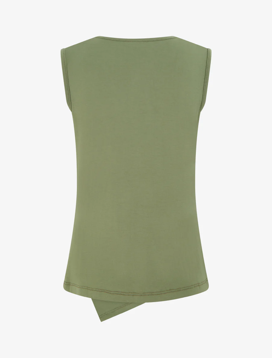 Mouwloze top met ronde hals. - Kaki - Image 2
