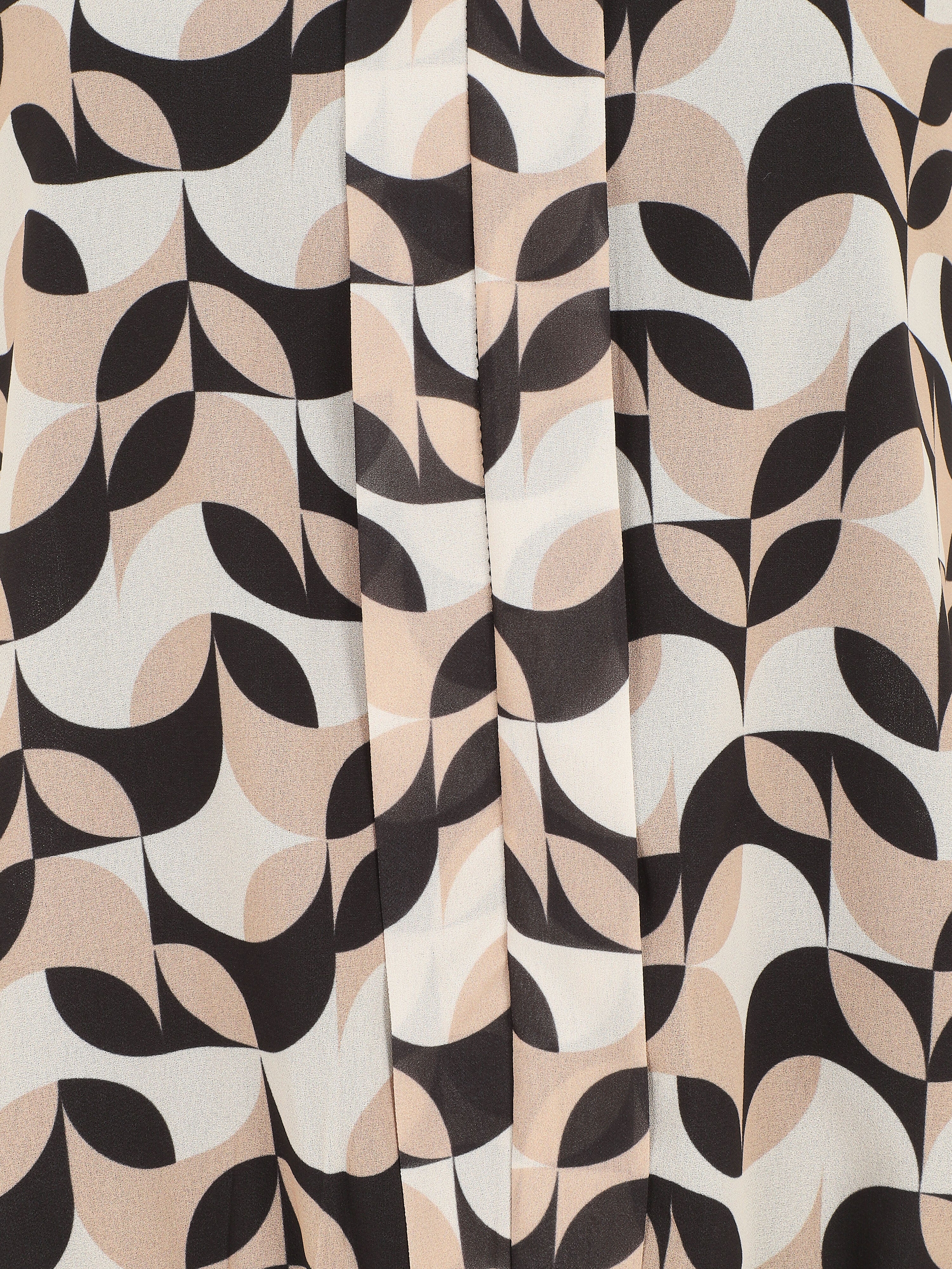 Mouwloze top met V-hals en 70's print - Zwart - Image 3