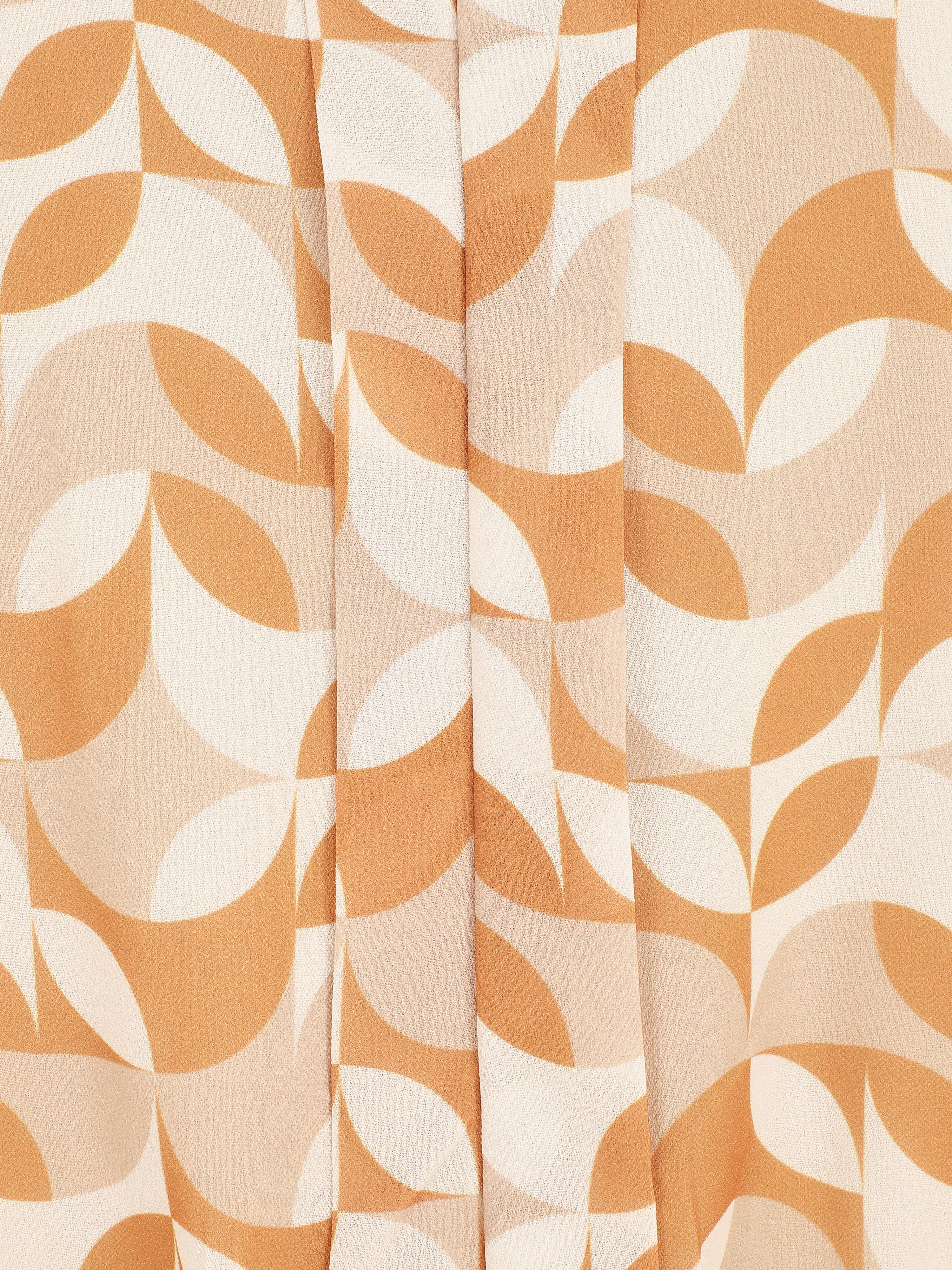 Mouwloze top met V-hals en 70's print - Beige - Image 3