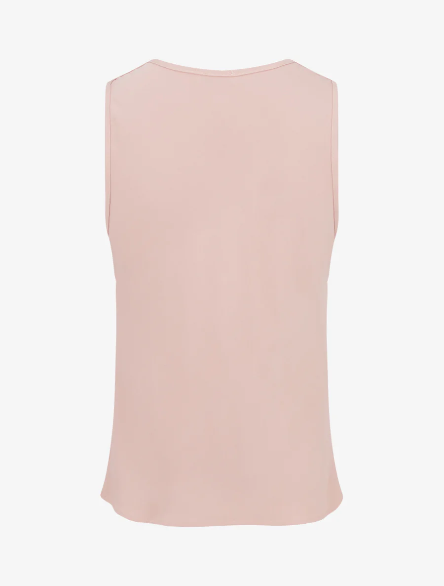 Mouwloze top met watervalhals en kant. - Roos - Image 2