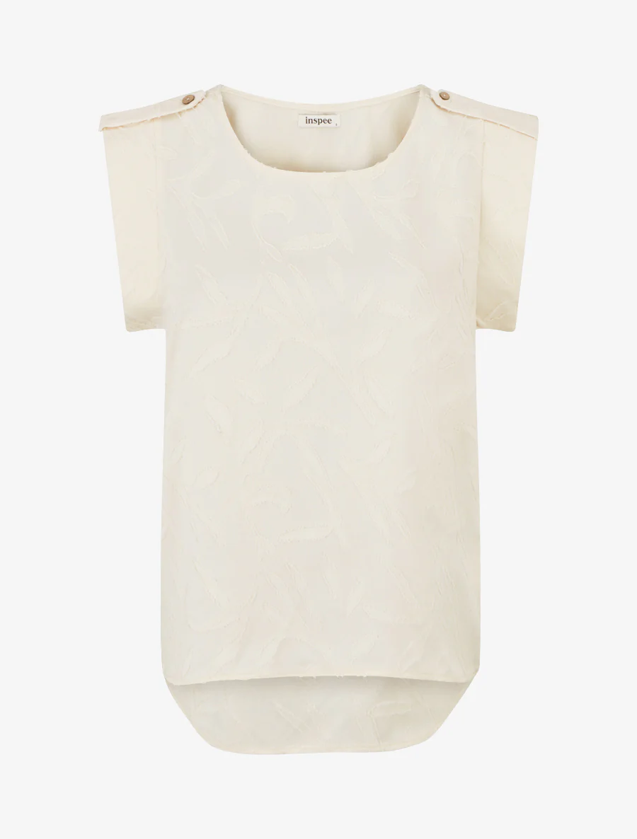 Mouwloze top van gestructureerde stof - Beige
