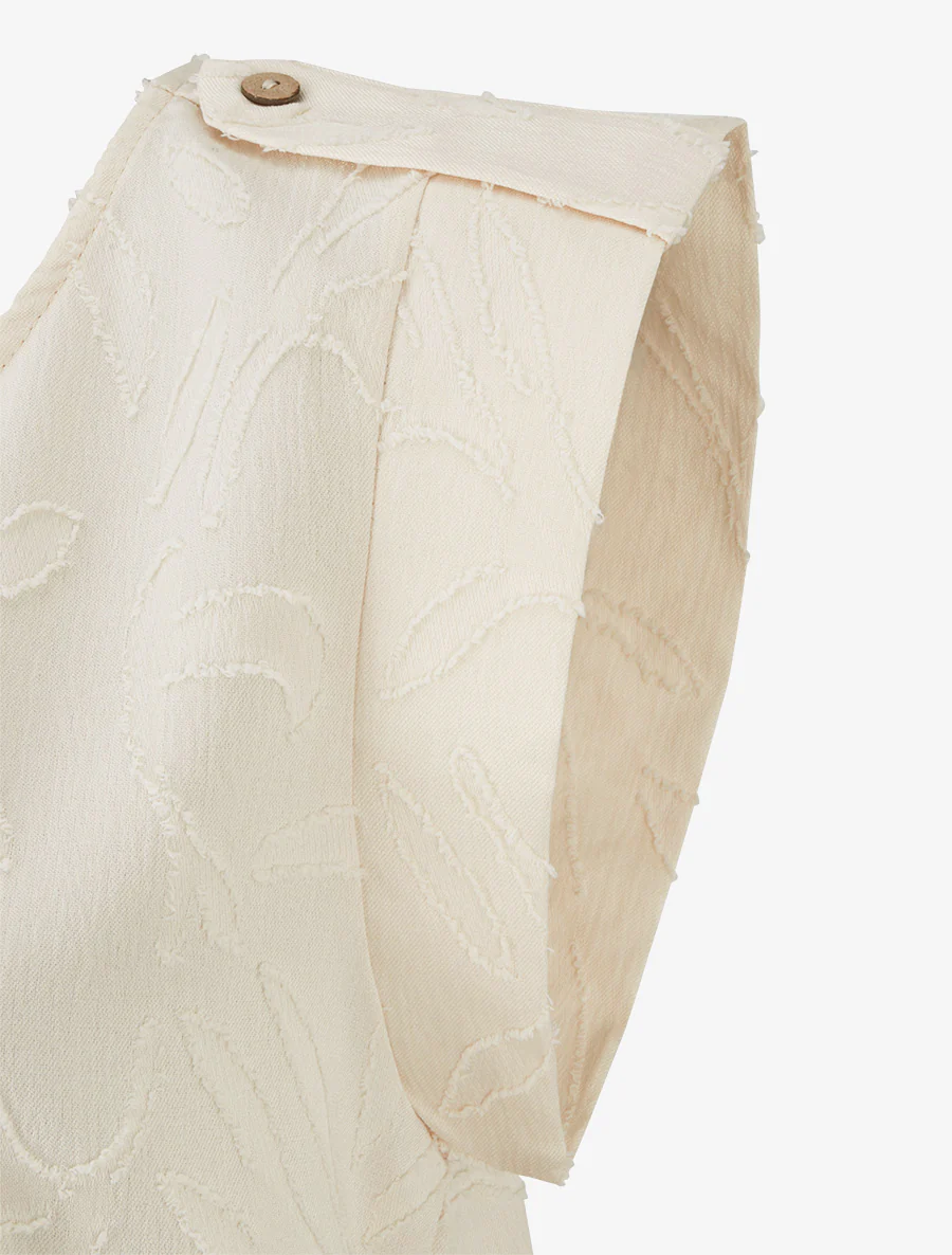 Mouwloze top van gestructureerde stof - Beige - Image 3