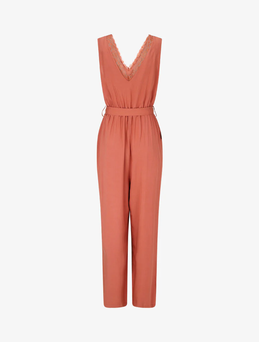 Mouwloze wijde jumpsuit met overslag - Oudroze - Image 2
