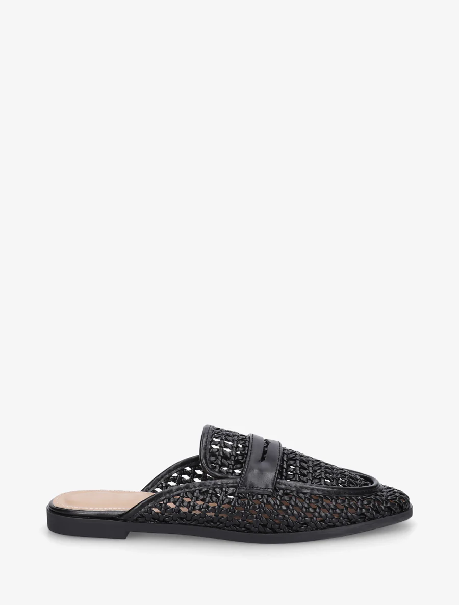 Muiltjes in mocassin-stijl met gevlochten effect - Zwart