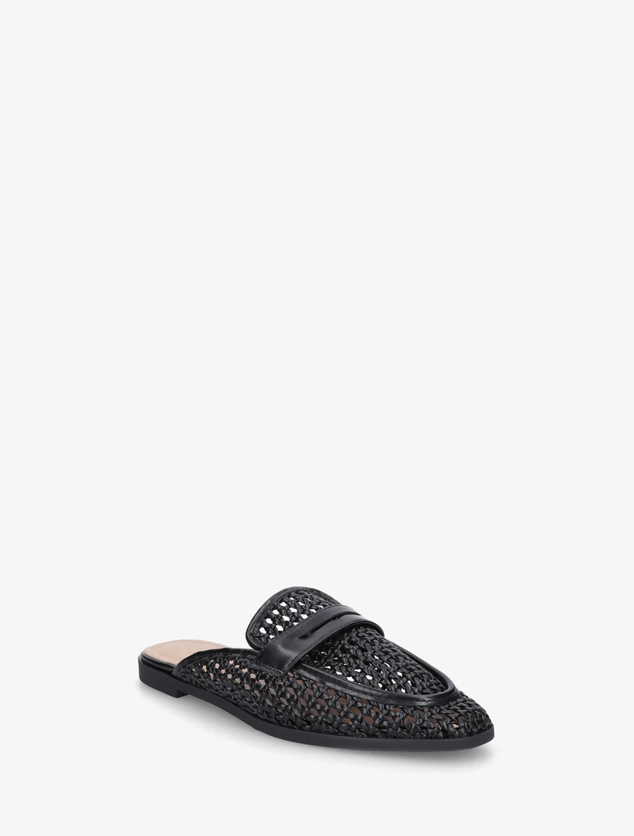 Muiltjes in mocassin-stijl met gevlochten effect - Zwart - Image 2