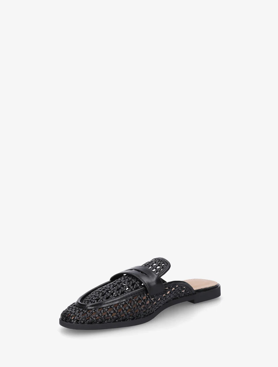 Muiltjes in mocassin-stijl met gevlochten effect - Zwart - Image 3