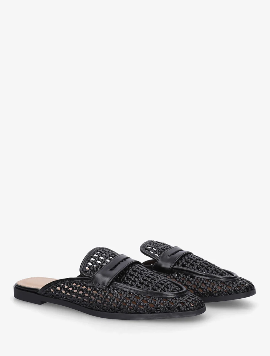 Muiltjes in mocassin-stijl met gevlochten effect - Zwart - Image 4