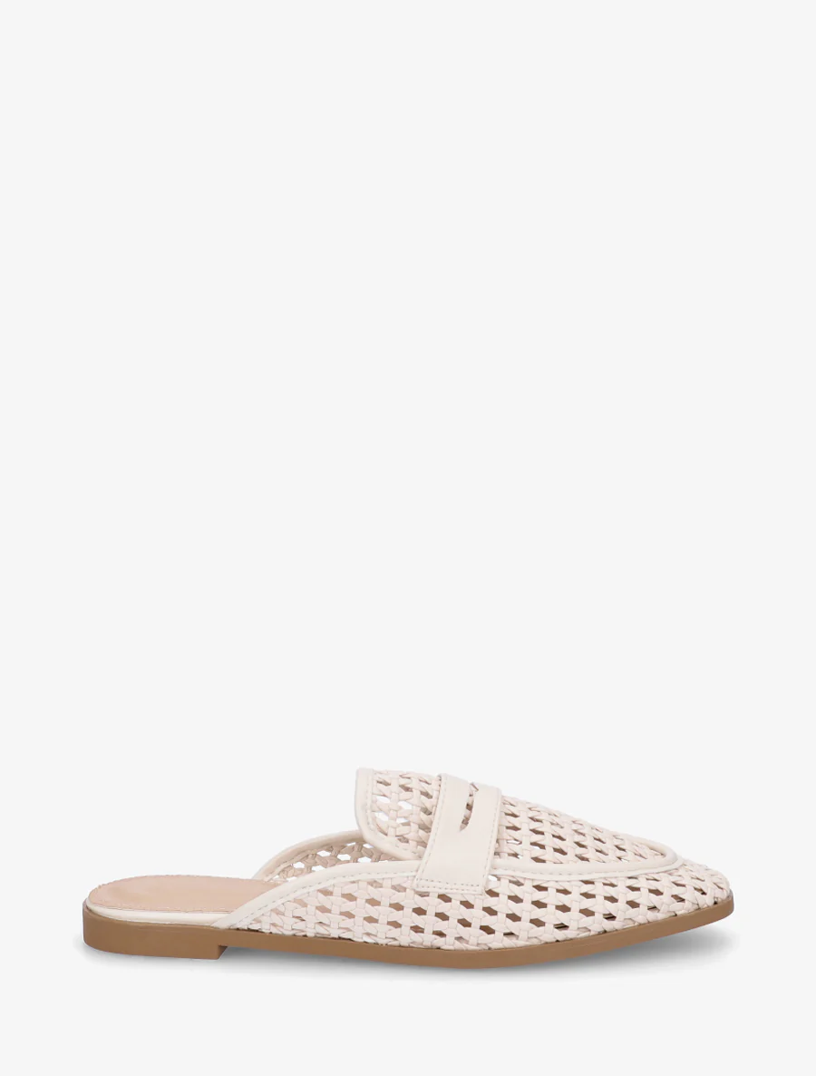 Muiltjes in mocassin-stijl met gevlochten effect - Beige