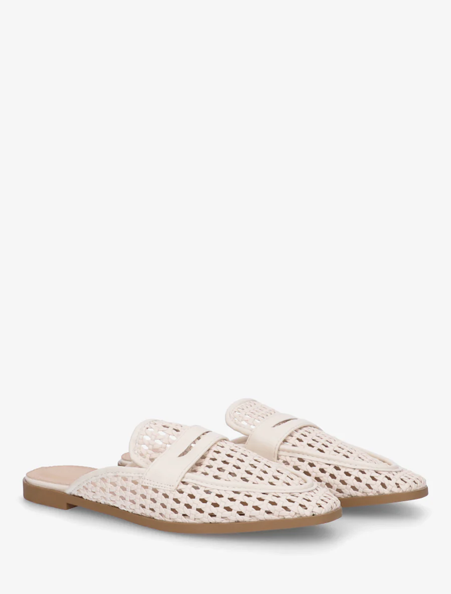 Muiltjes in mocassin-stijl met gevlochten effect - Beige - Image 4