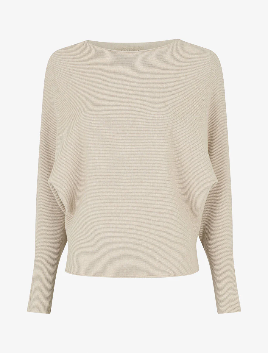 Nauwsluitend trui met boothals - beige
