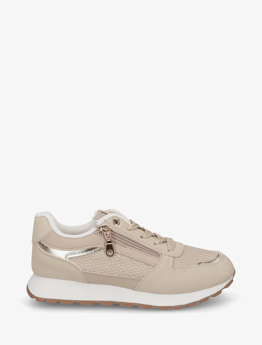 Nep leren sneakers en iriserende stof met ritssluiting - Mol