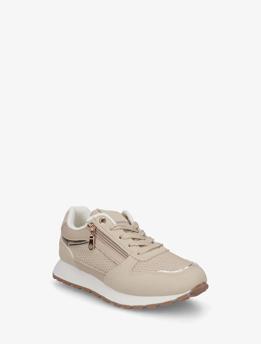 Nep leren sneakers en iriserende stof met ritssluiting - Mol - Image 2