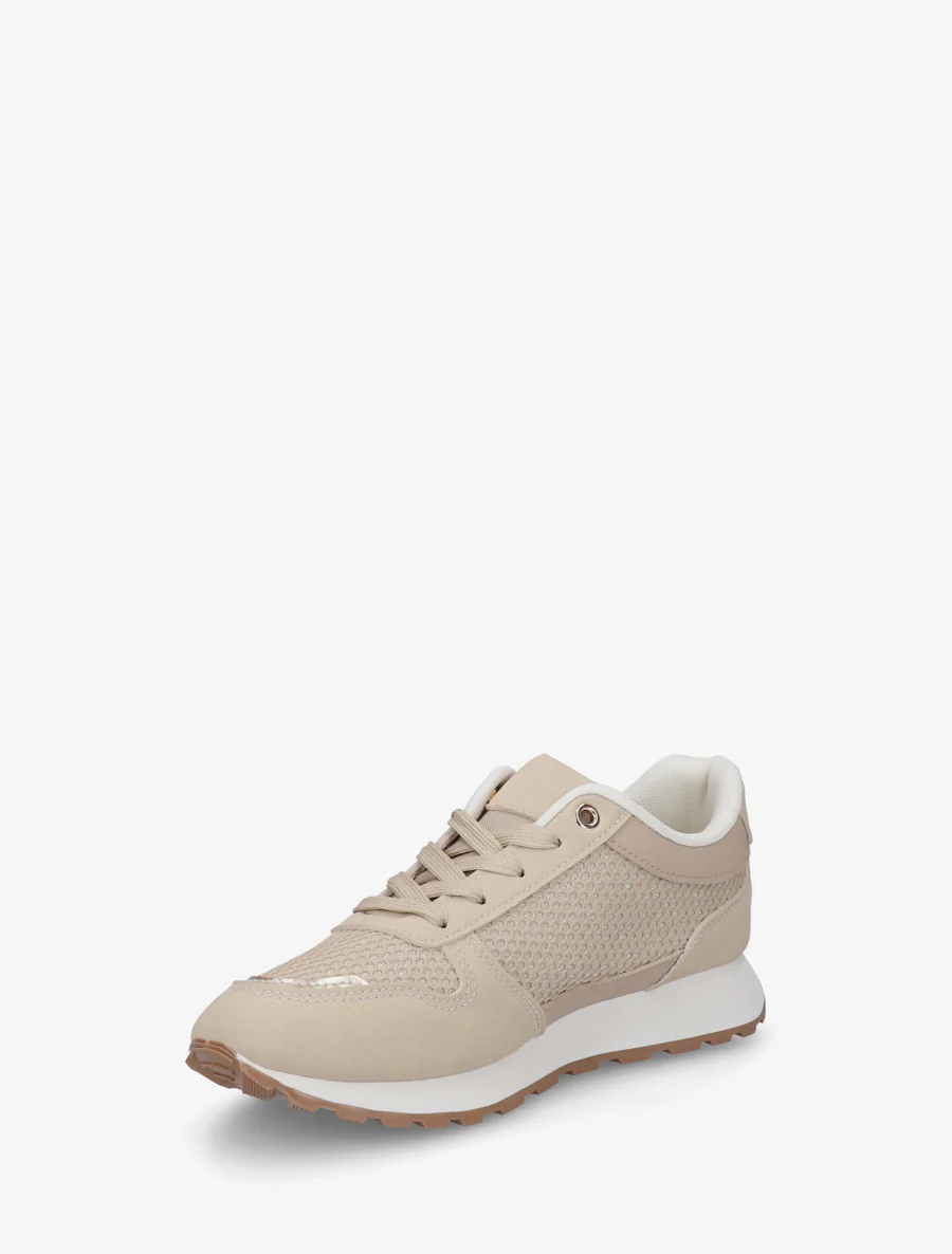 Nep leren sneakers en iriserende stof met ritssluiting - Mol - Image 3