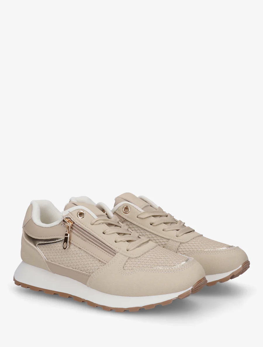 Nep leren sneakers en iriserende stof met ritssluiting - Mol - Image 4
