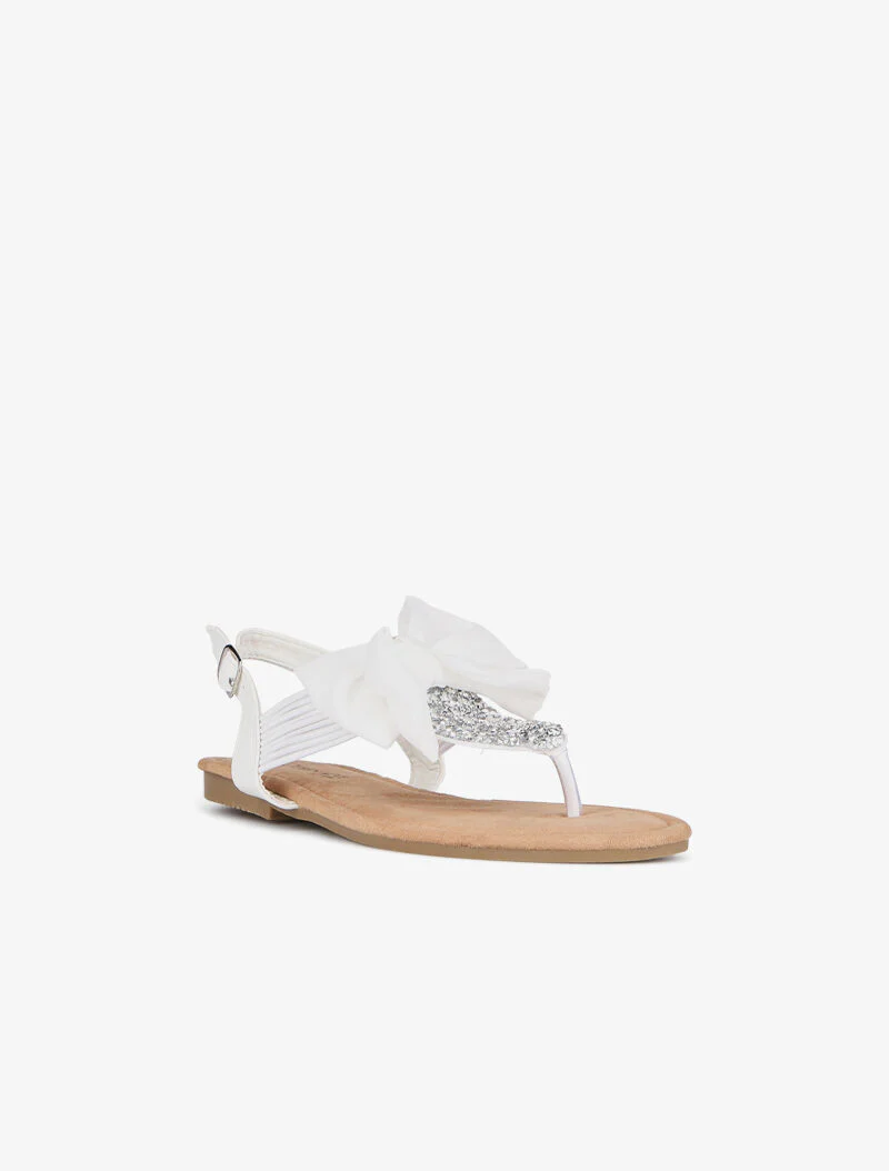 Strass sandalen en met strik - wit - Image 3
