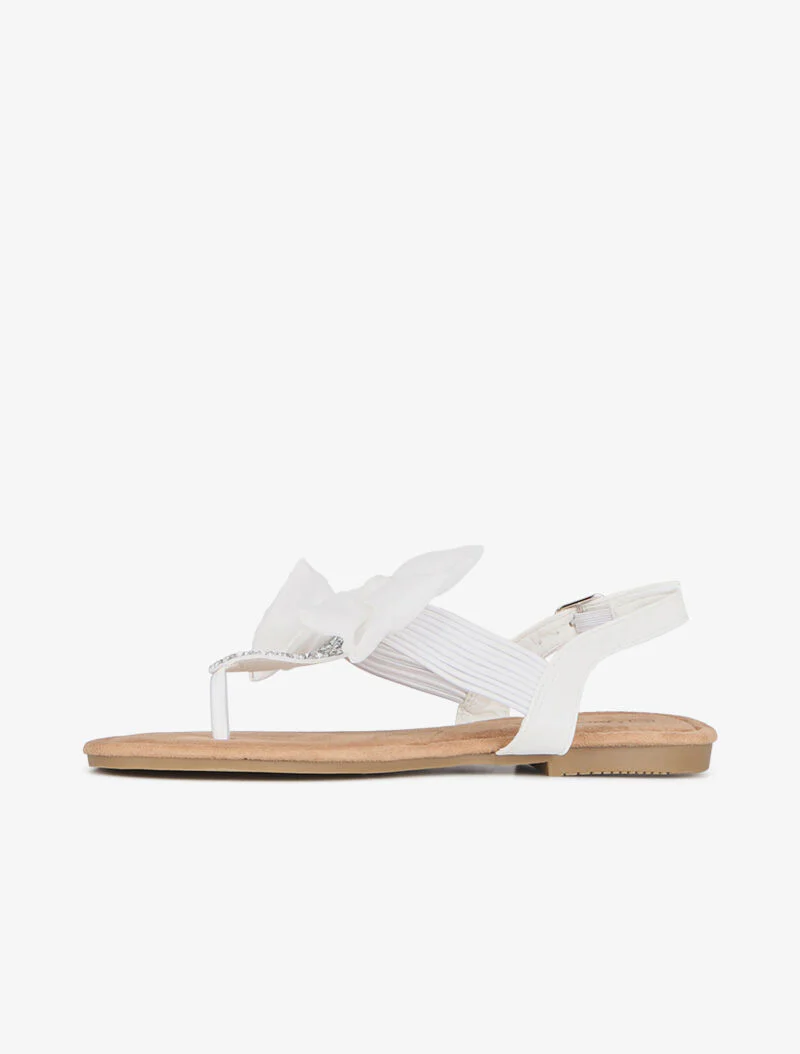 Strass sandalen en met strik - wit - Image 4