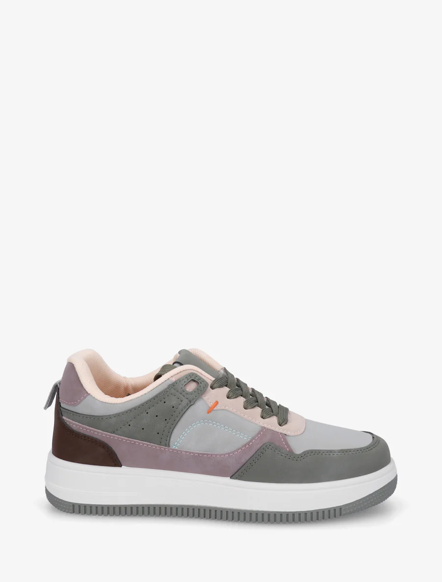 Nubuck-effect sneakers met dikke zool - Watergroen