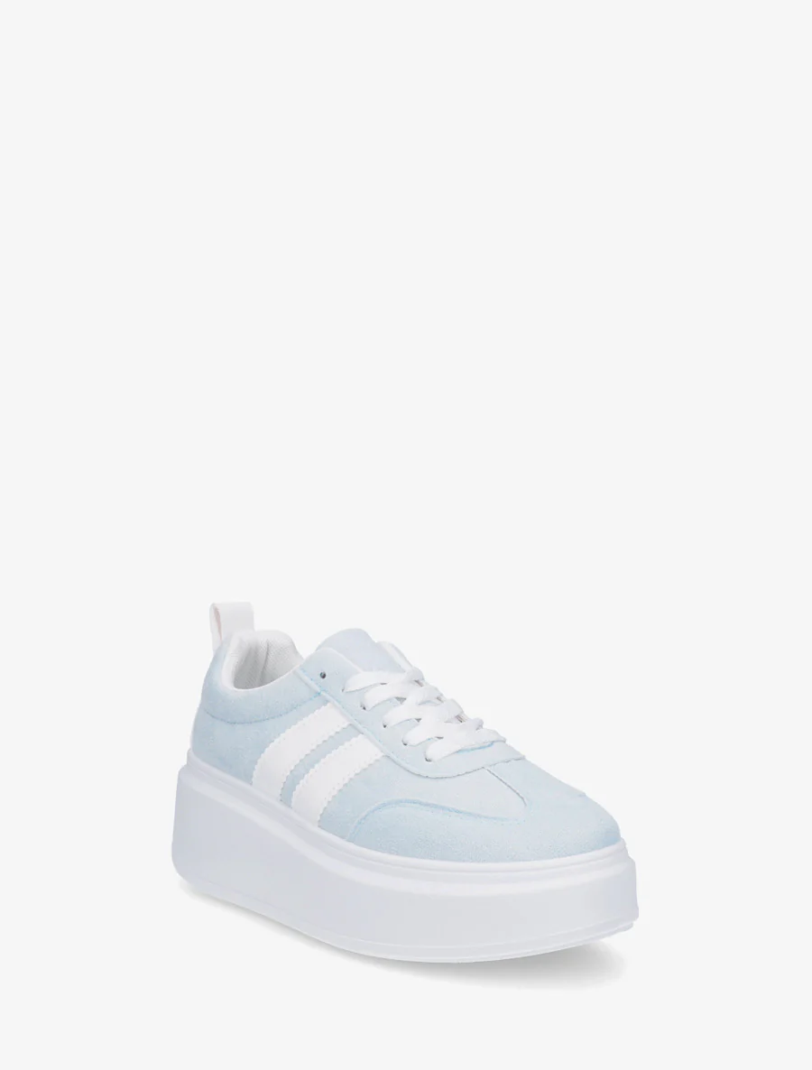 Nubuck-effect sneakers met strepen - Lichtblauw - Image 2