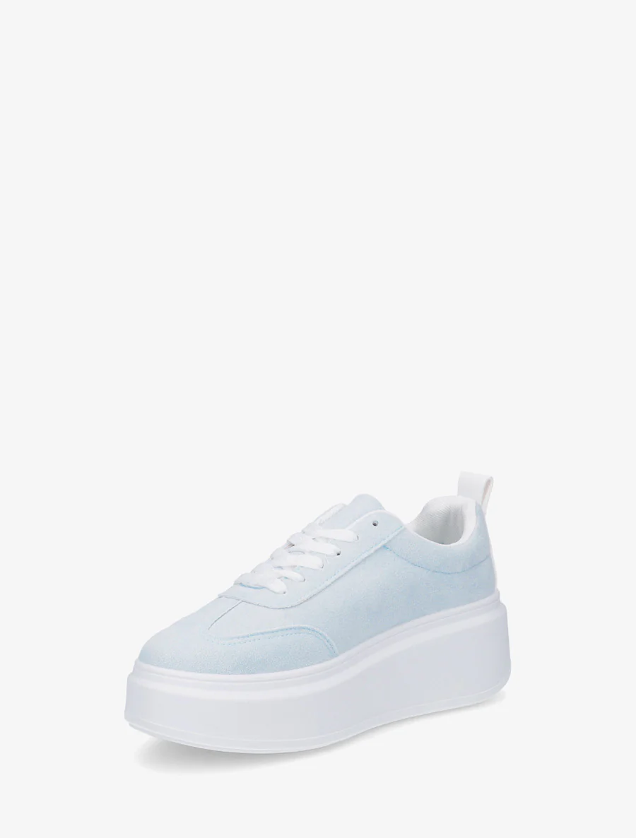 Nubuck-effect sneakers met strepen - Lichtblauw - Image 3