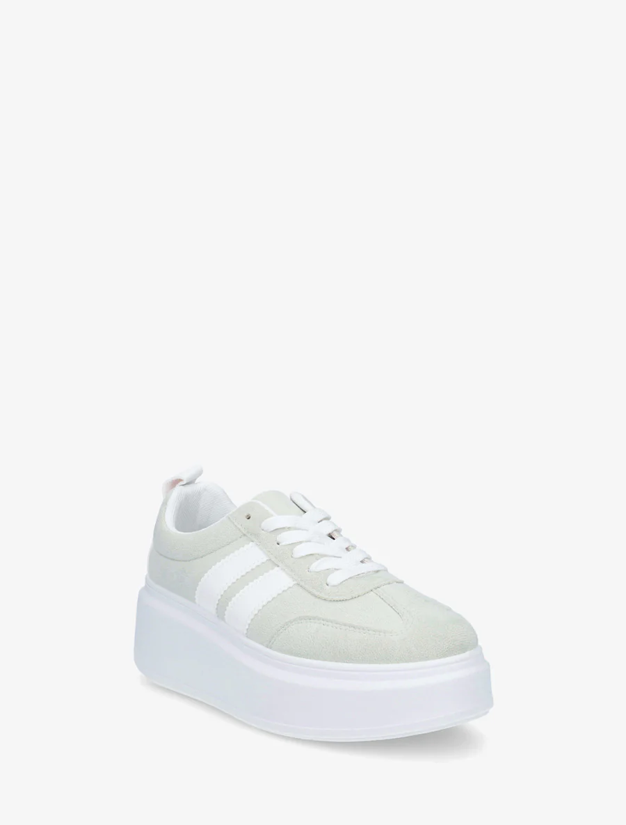Nubuck-effect sneakers met strepen - Lichtgroen - Image 2
