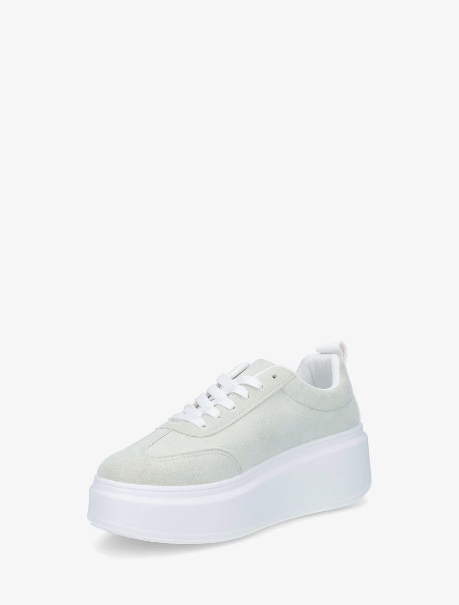 Nubuck-effect sneakers met strepen - Lichtgroen - Image 3