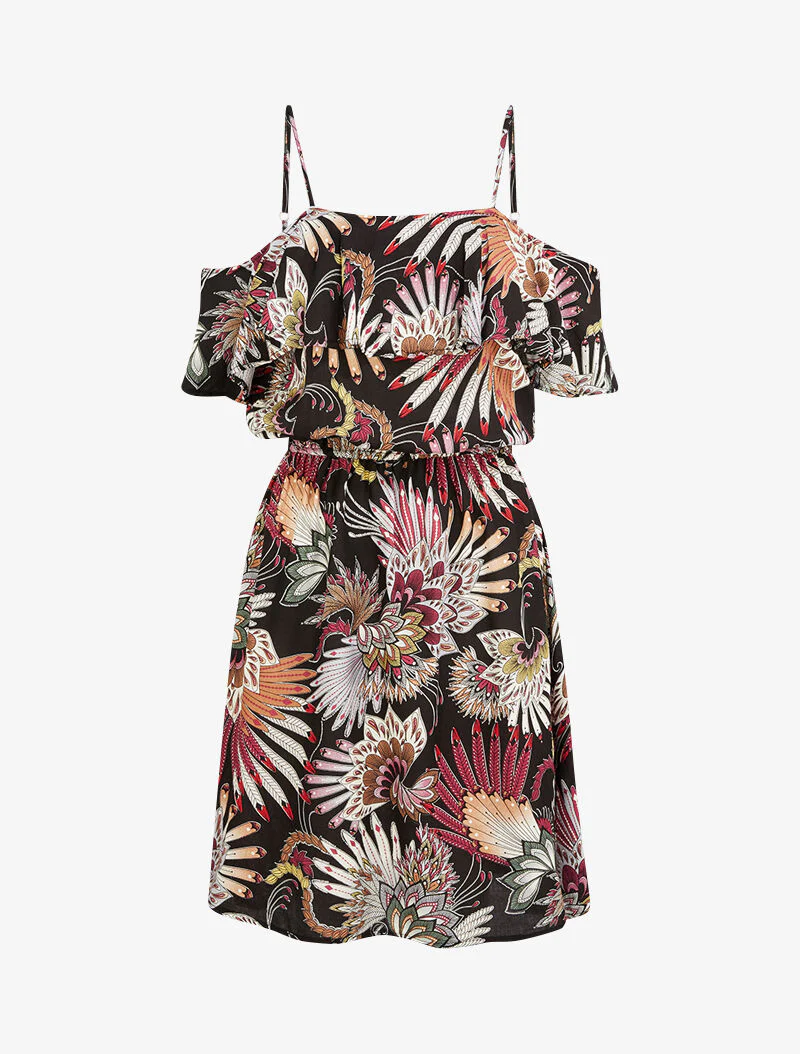 Off-shoulder jurk - zwart - Image 2