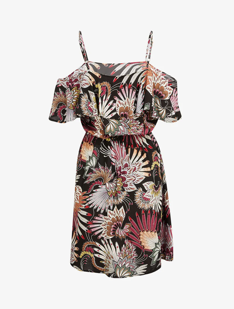 Off-shoulder jurk - zwart - Image 3