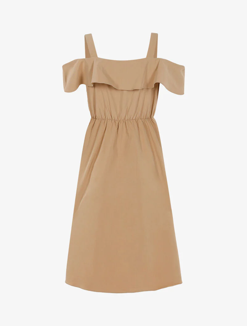 Off-shoulder jurk - beige - Image 2