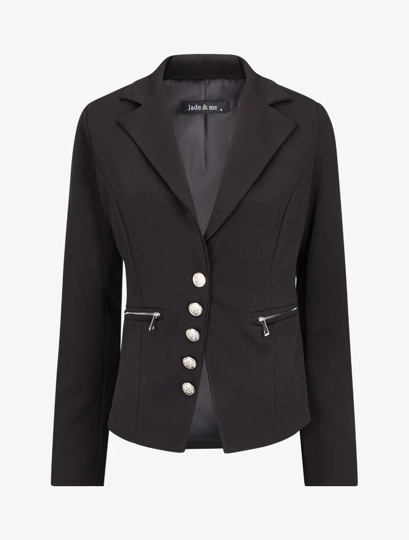 Officiersblazer met decoratieve knopen - Zwart