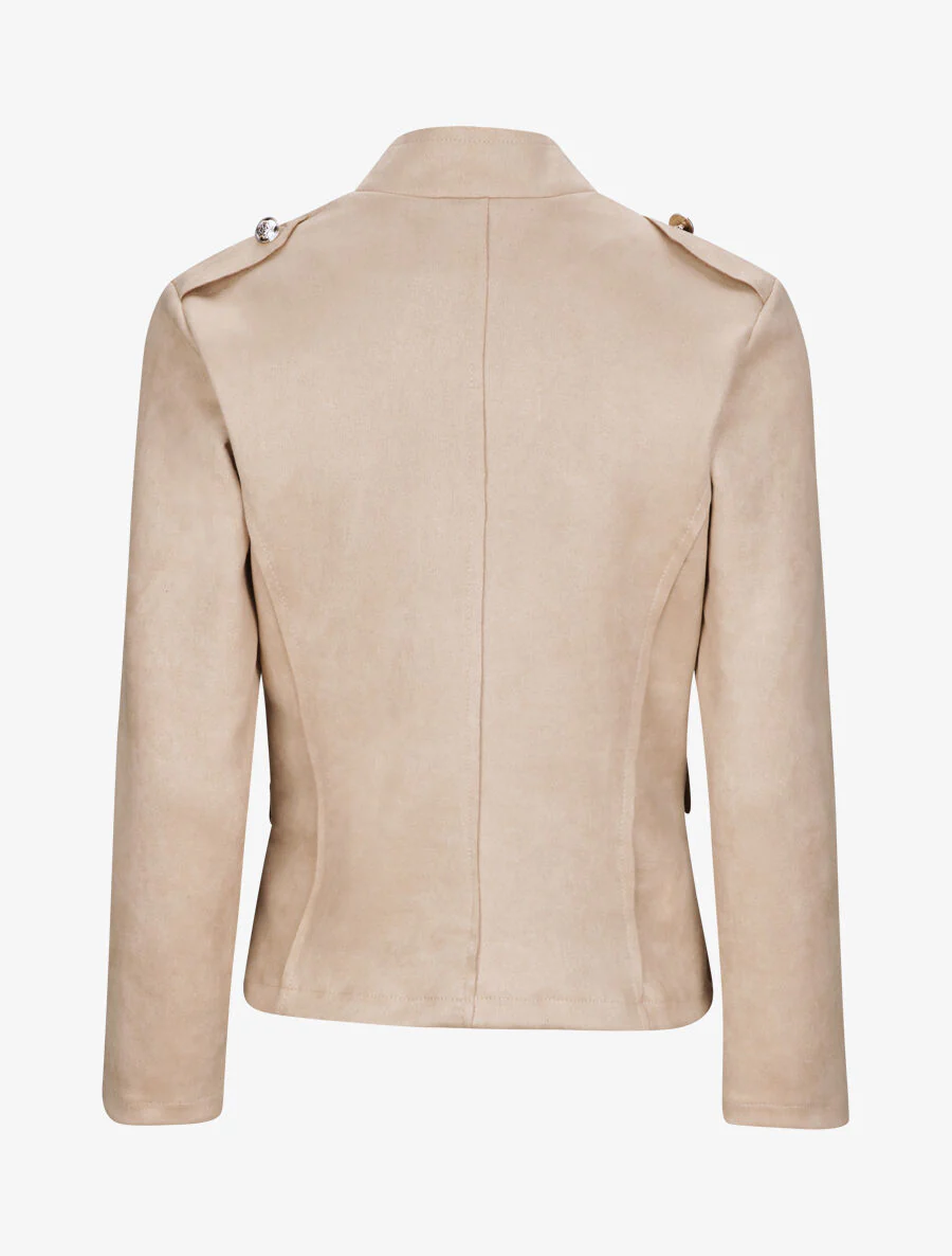 Getailleerd officiersjasje in suèdine - Beige - Image 2