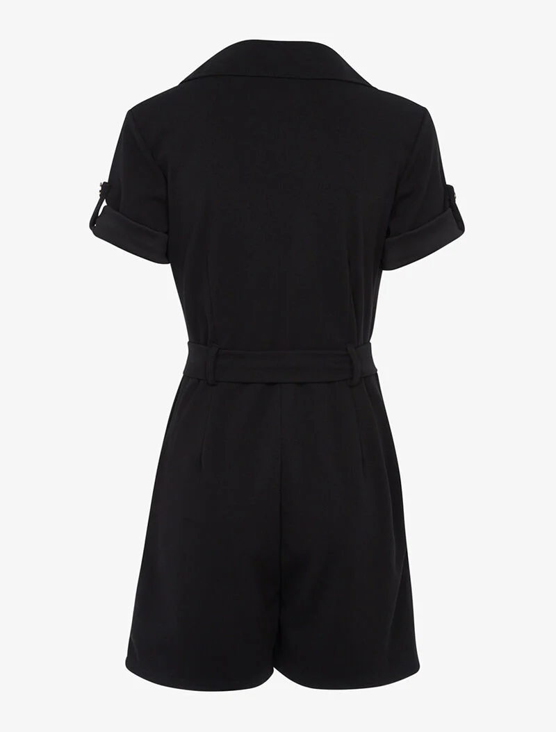 Officiershort met knopen - zwart - Image 2