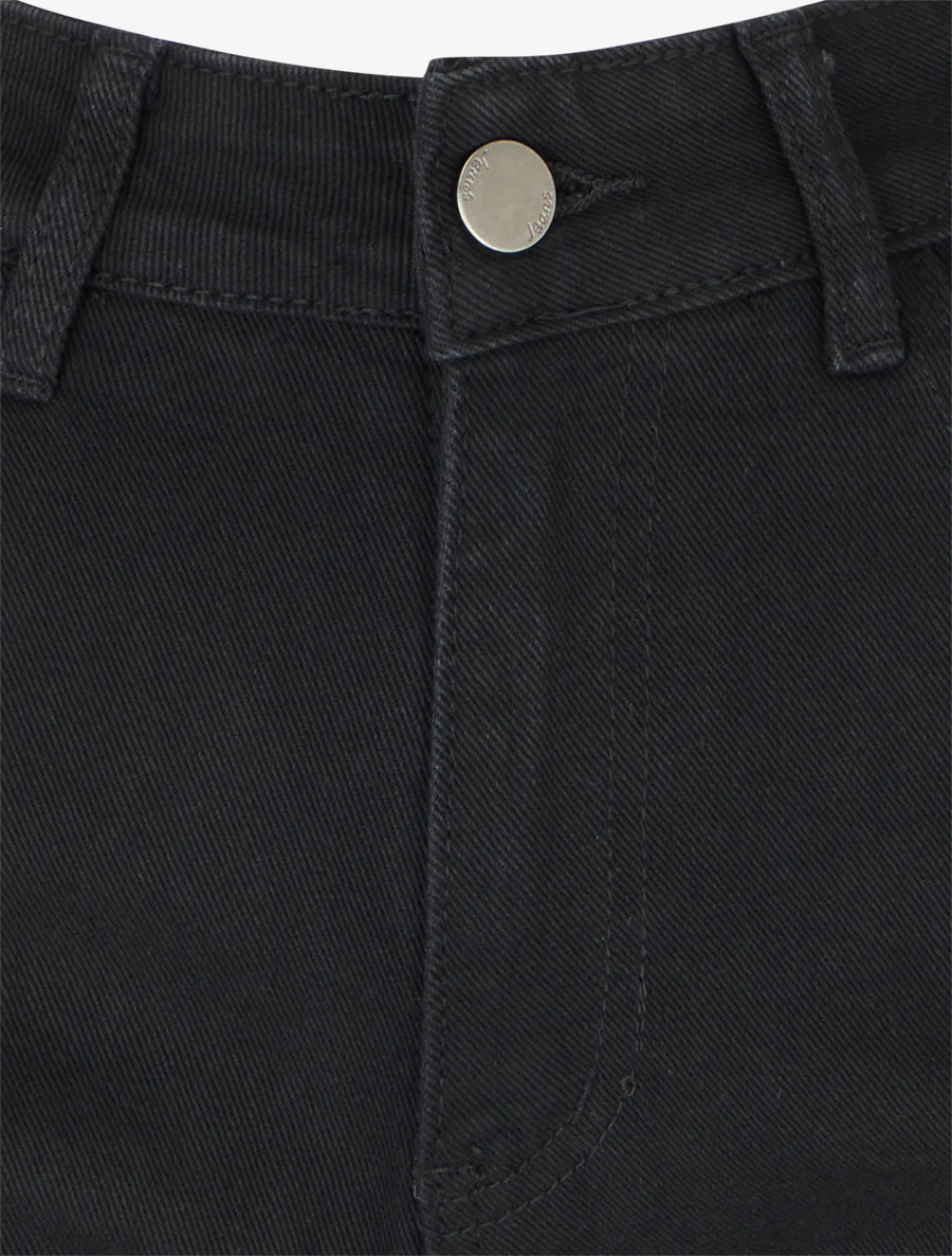 Omgeslagen denim shorts. - Zwart - Image 3