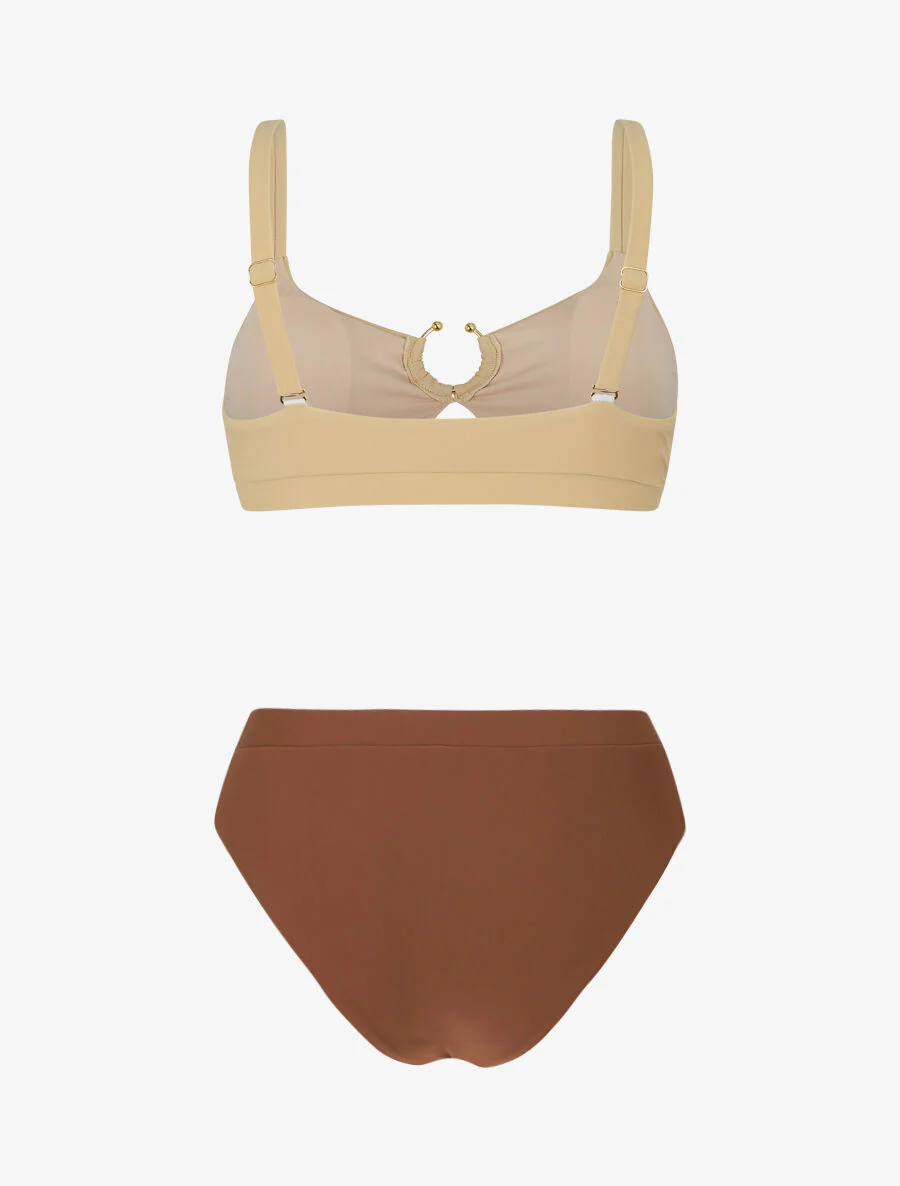 Ongepaarde bikini met ring - beige - Image 3