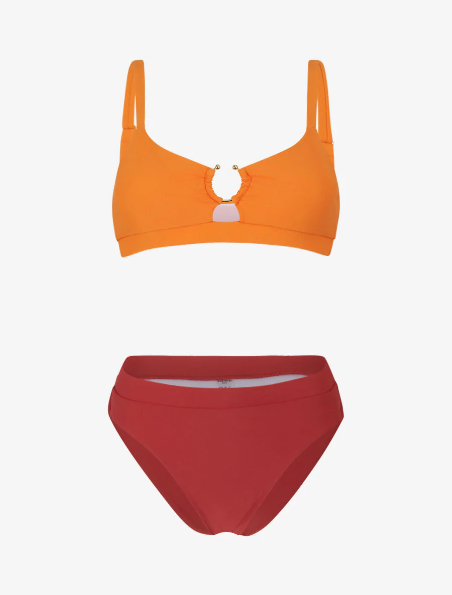 Ongepaarde bikini met ring - oranje