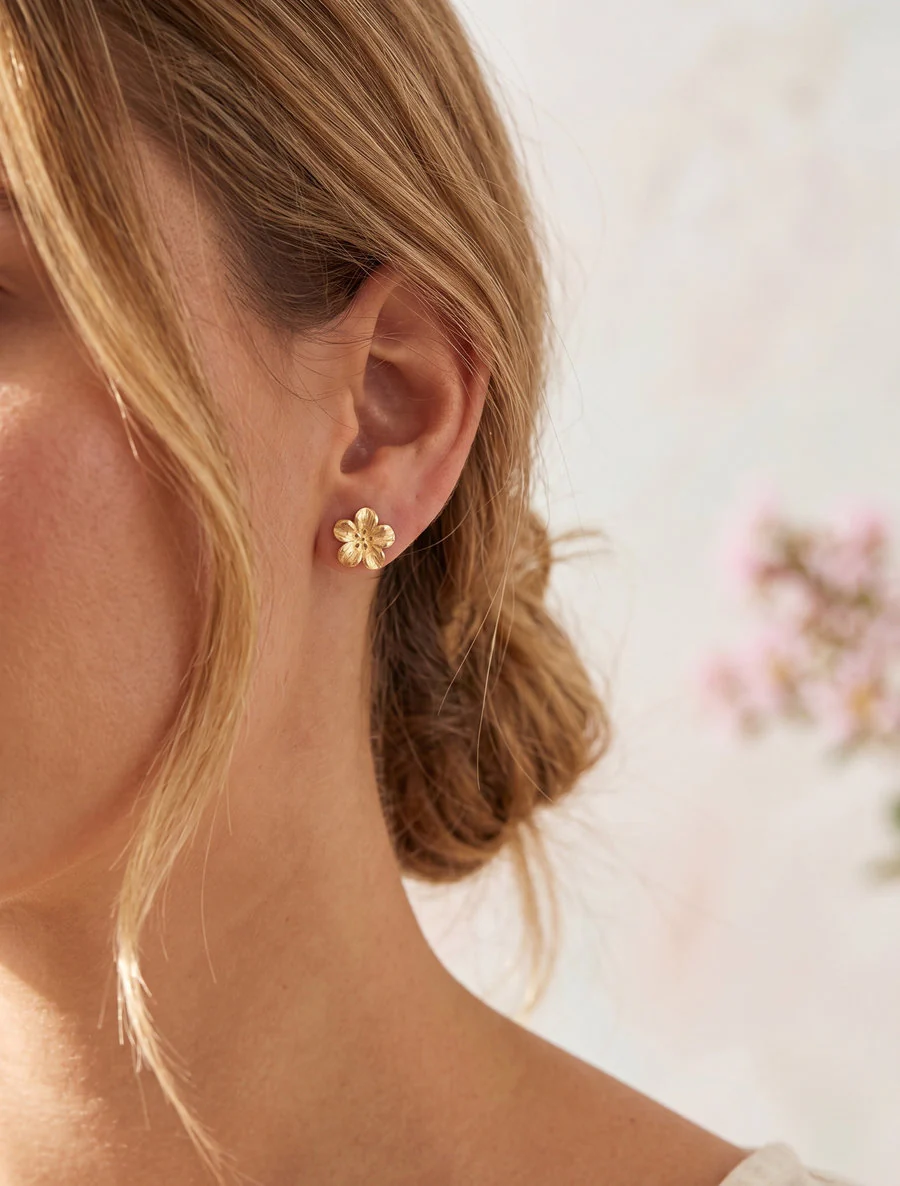 Oorbellen bloemen - Goud