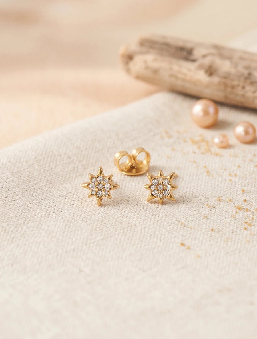 Oorstekers met strass-sterrenmotief - Goud