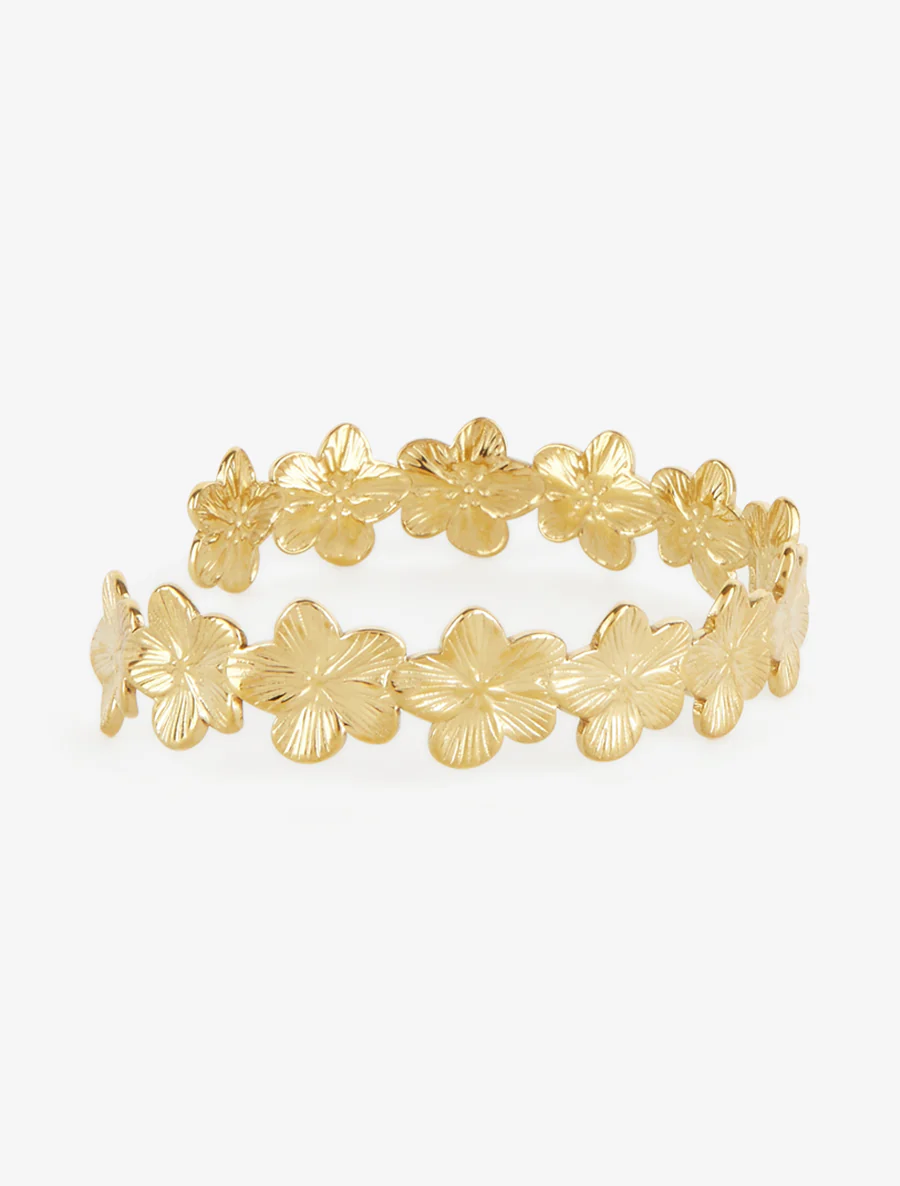 Open armband met bloemmotief - Goud - Image 2