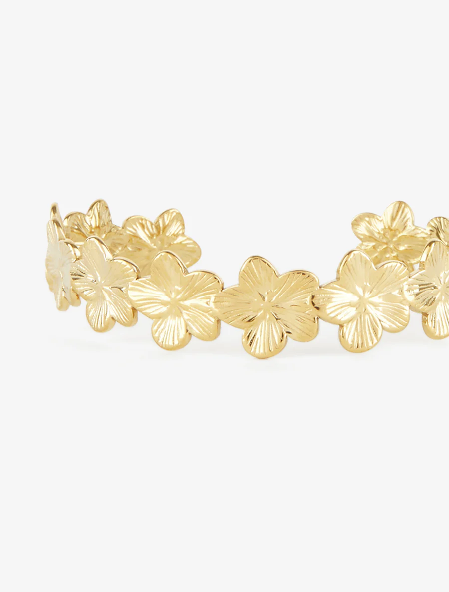 Open armband met bloemmotief - Goud - Image 3