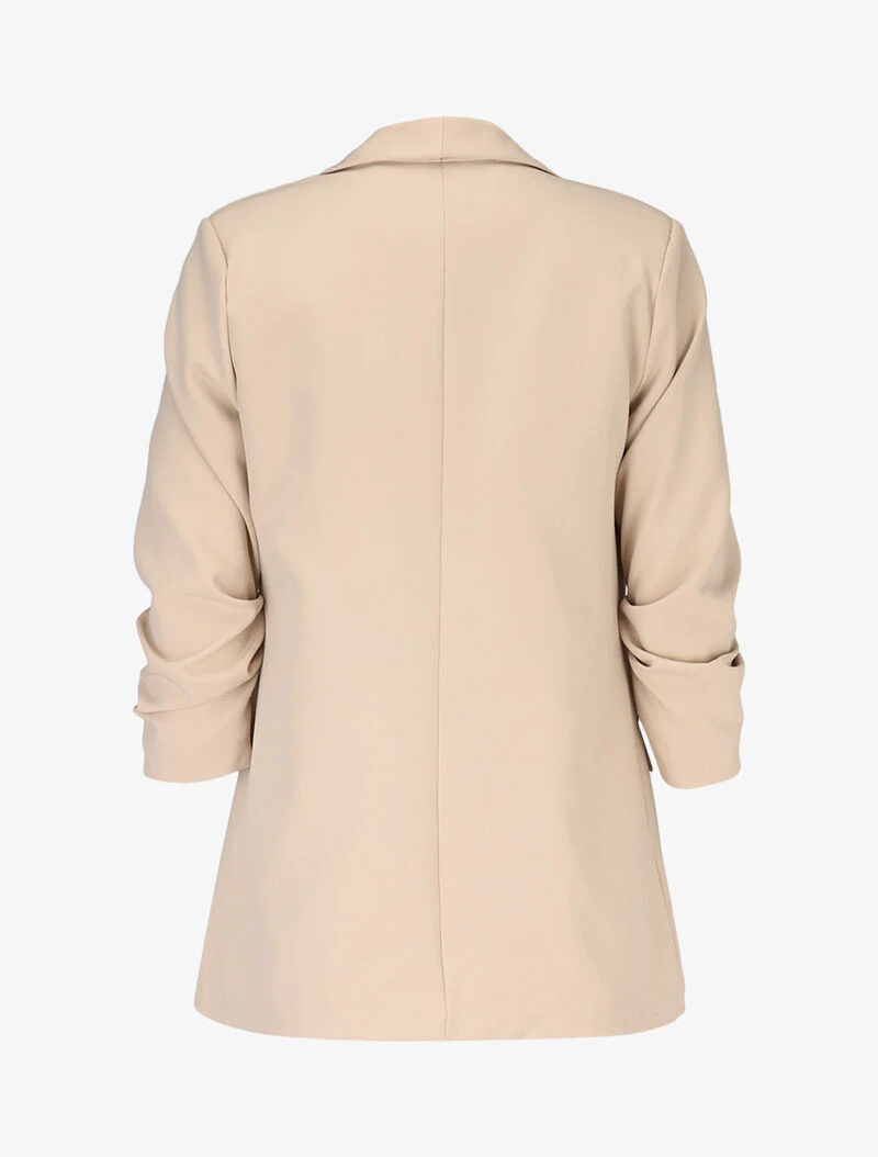 Open blazer met gepleisterde mouwen - Beige - Image 2