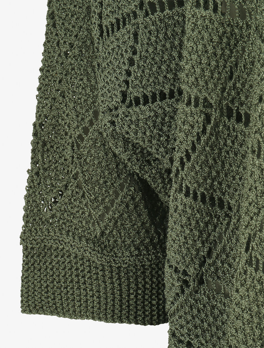 Open gebreid vest - Kakigroen - Image 3