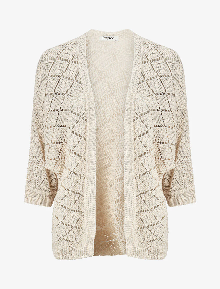Open gebreid vest - Beige