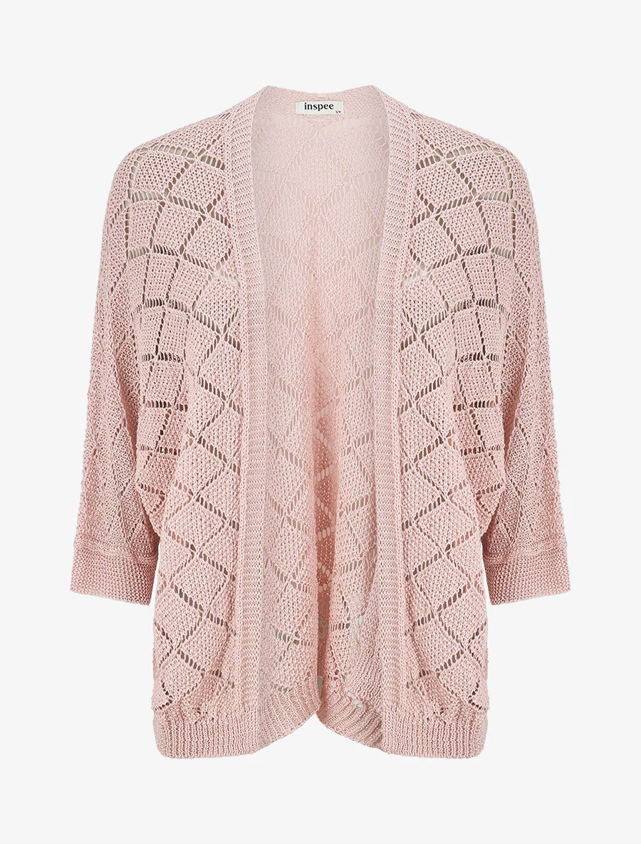 Open gebreid vest - Roze