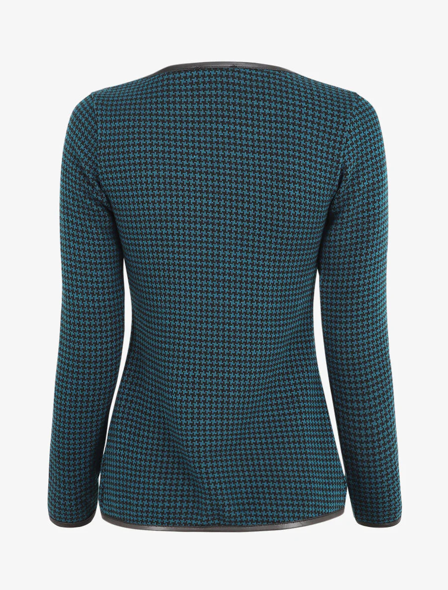 Open gilet met visgraat print - Blauwgroen - Image 2