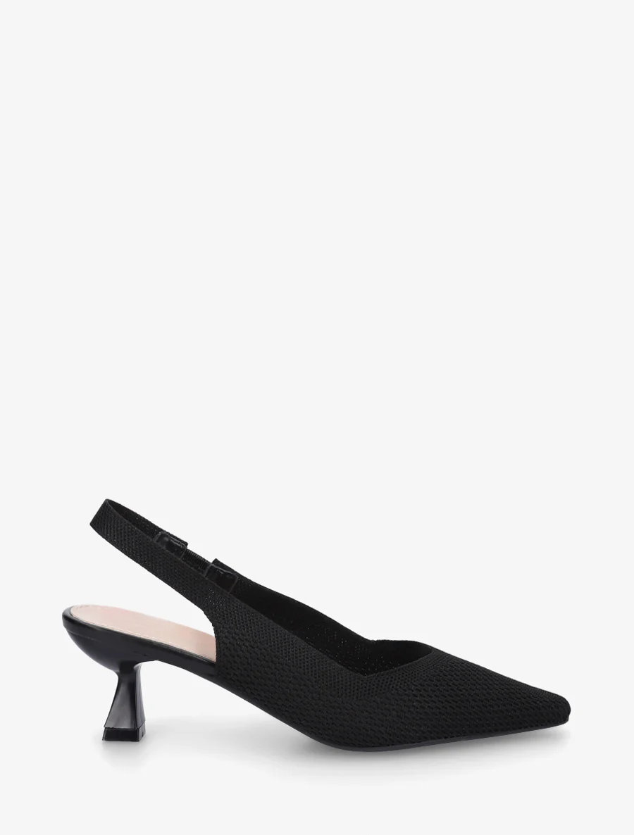 Open hiel pumps van stof - Zwart