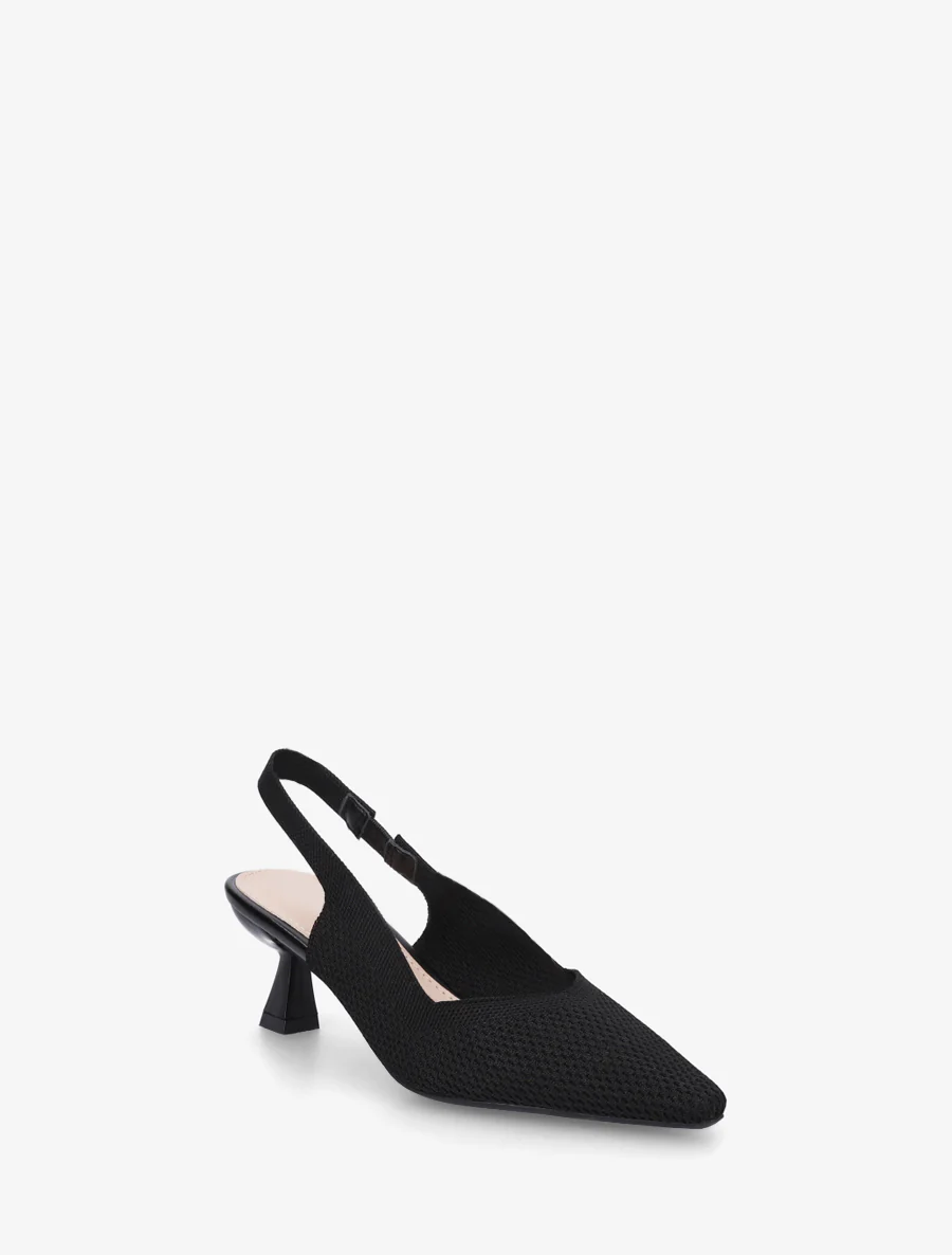 Open hiel pumps van stof - Zwart - Image 2