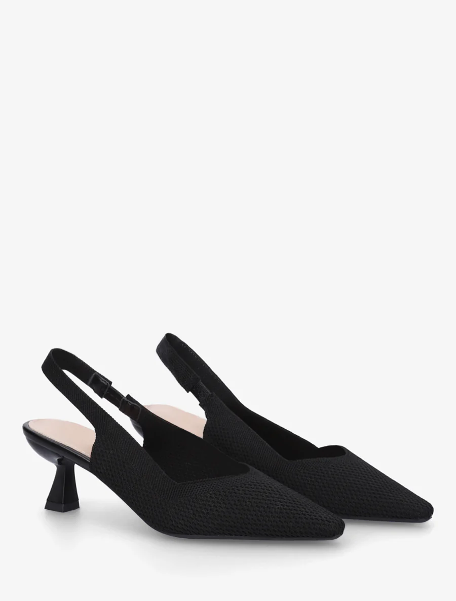 Open hiel pumps van stof - Zwart - Image 4