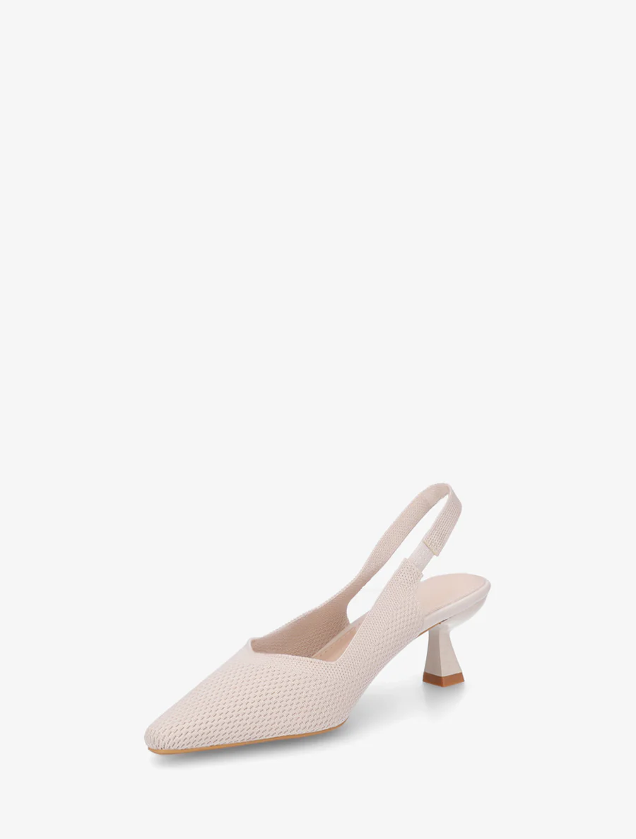 Open hiel pumps van stof - Beige - Image 3